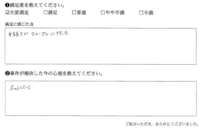 手続きがスムーズに行った