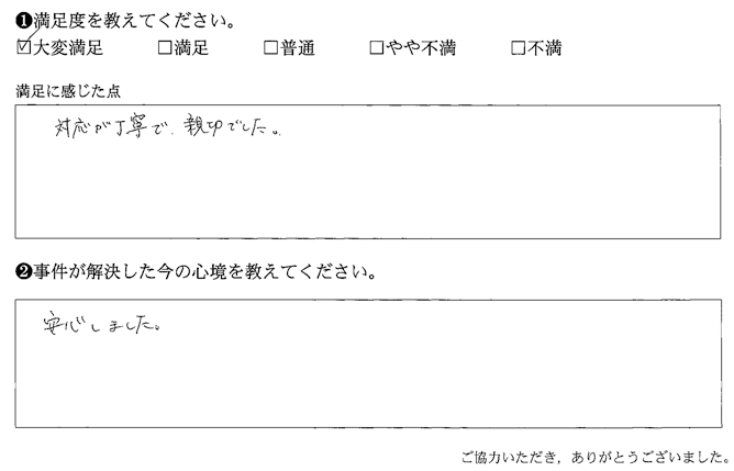 対応が丁寧で、親切でした