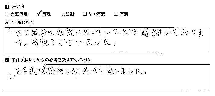 色々親身に相談にのっていただきました